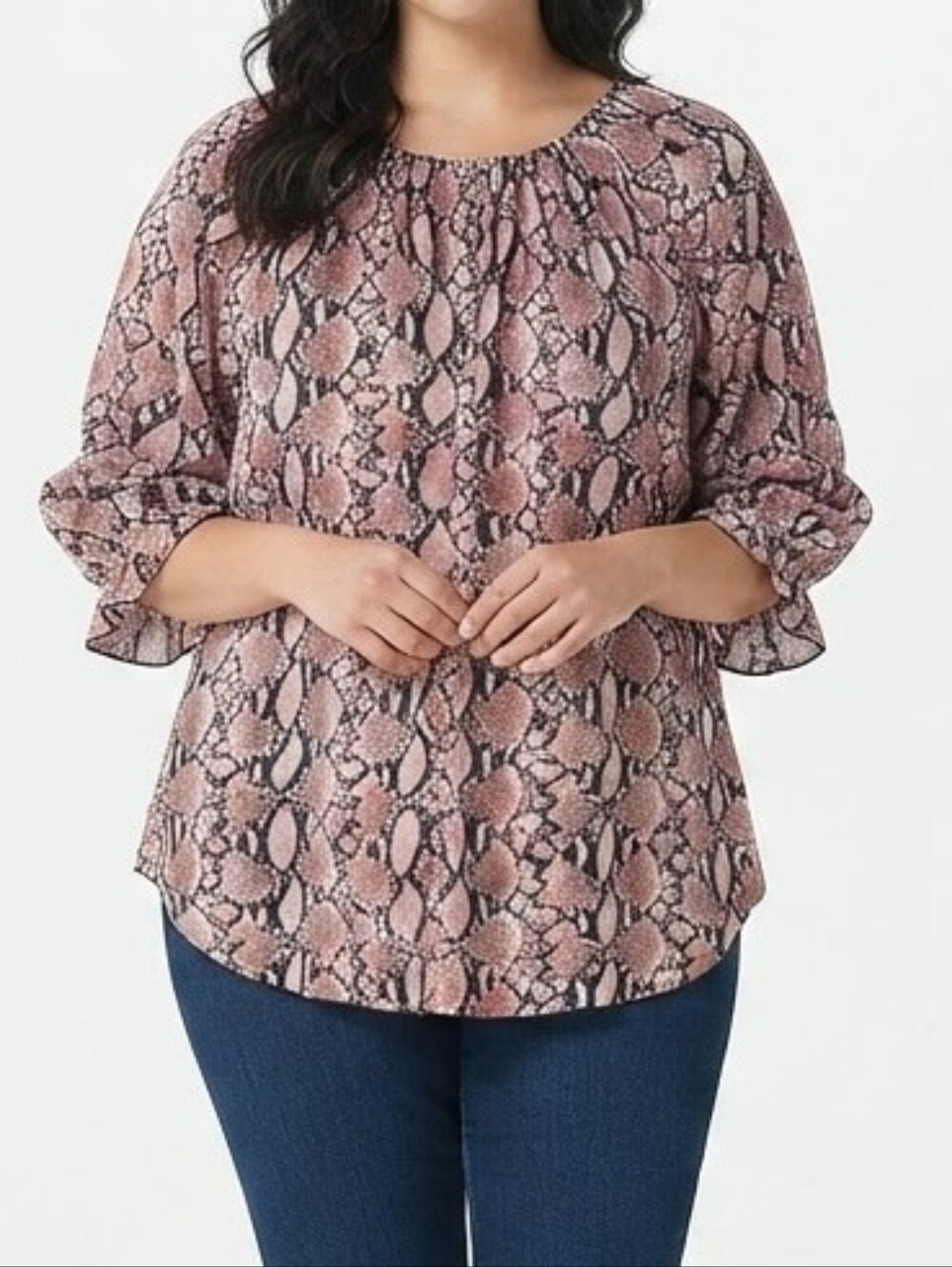 Paisly Vine Snakeprint Tunic Blouse Size Large